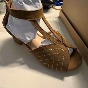 Brown Suede Open-Toe Heels